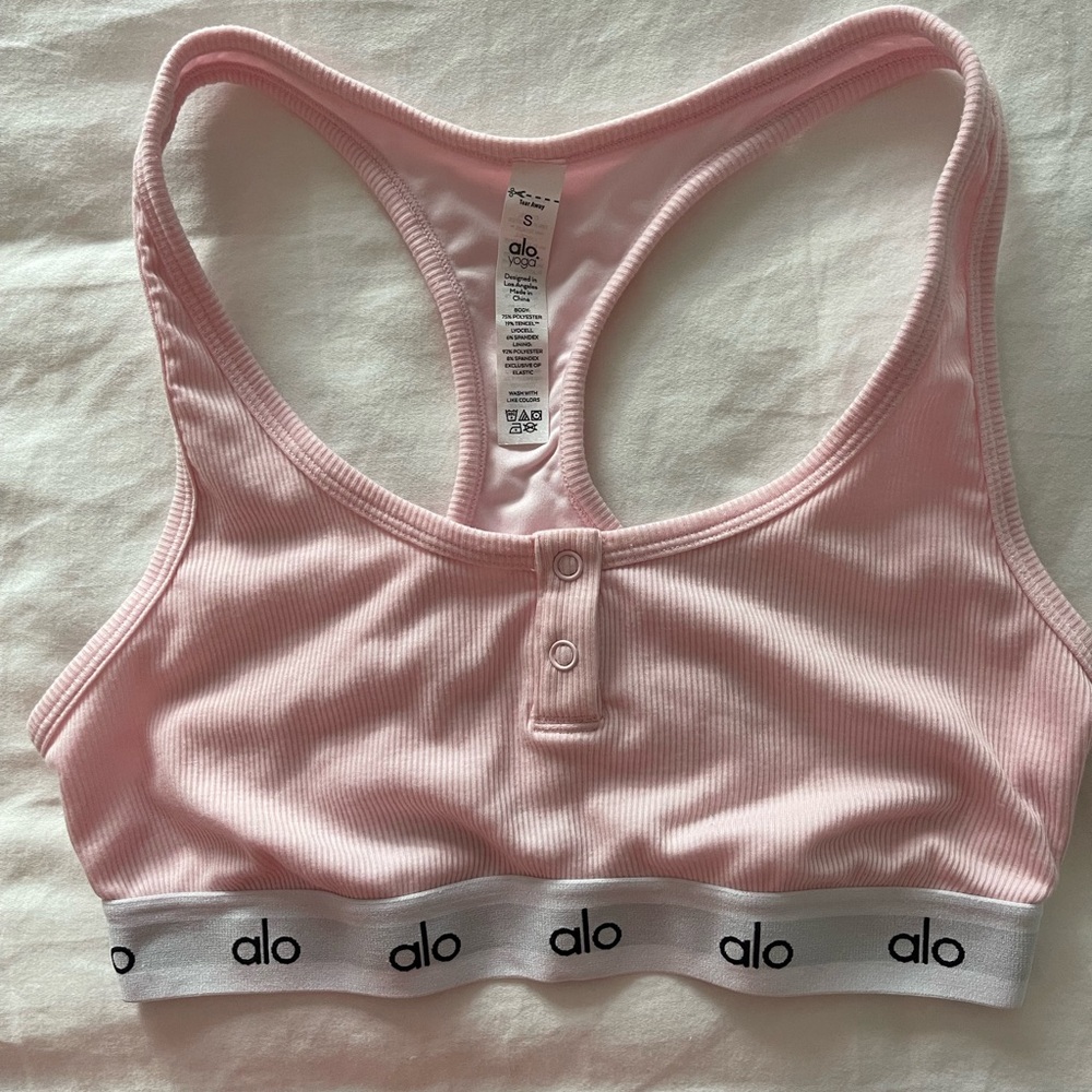Alo Yoga cotton ribbed racer back sports bra - PINK